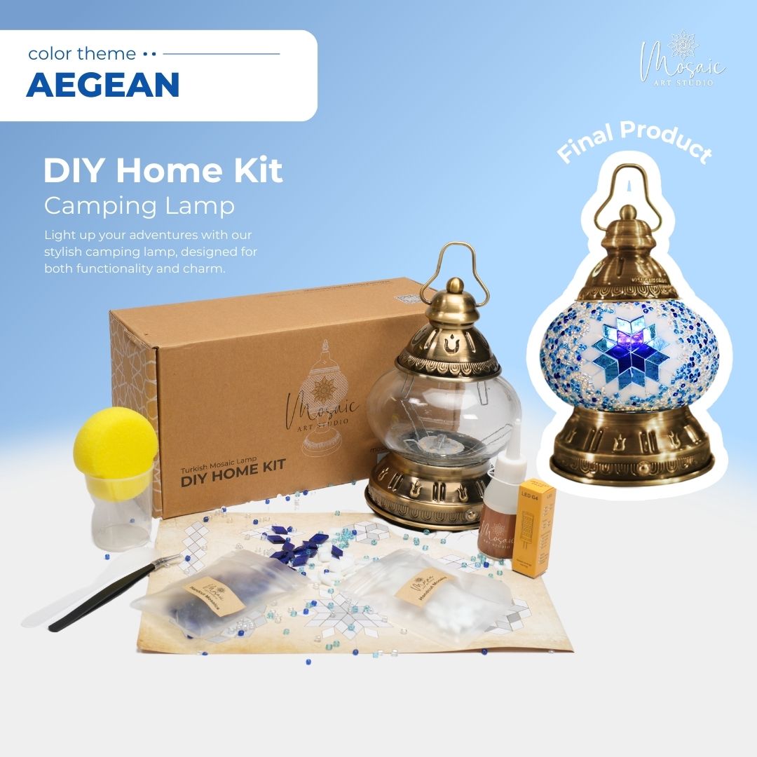 DIY Turkish Mosaic Lamp Kit – Aegean Color Theme