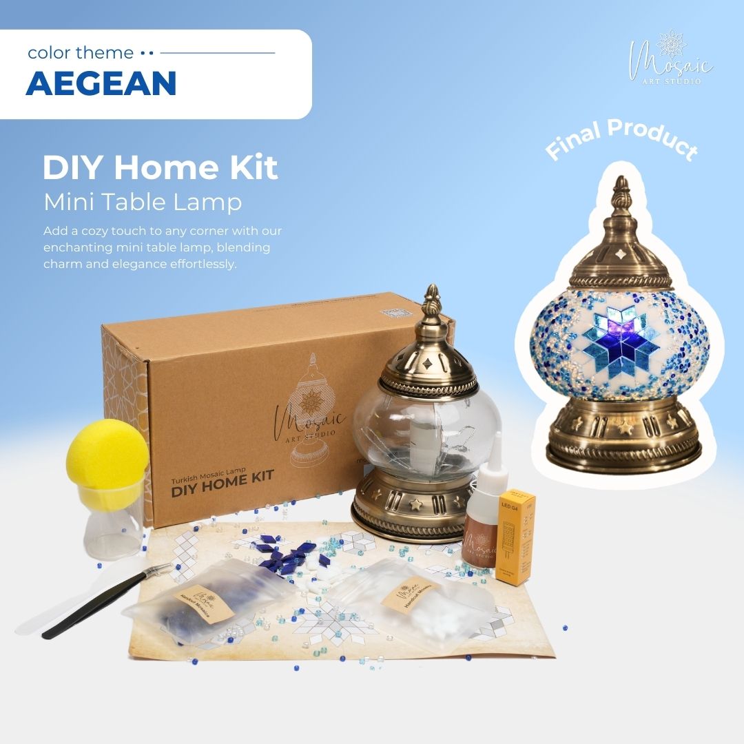 DIY Turkish Mosaic Lamp Kit – Aegean Color Theme