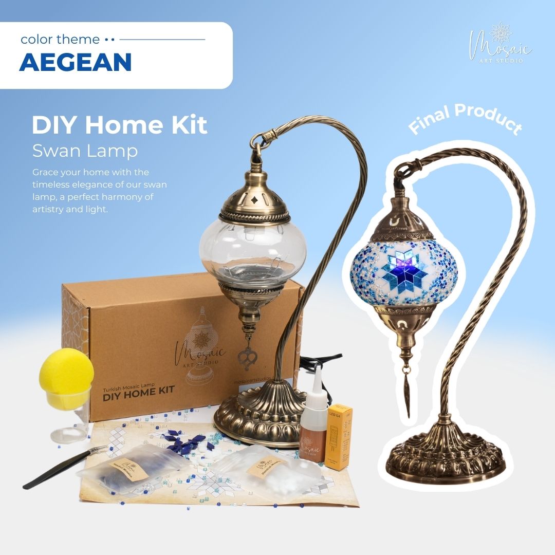 DIY Turkish Mosaic Lamp Kit – Aegean Color Theme