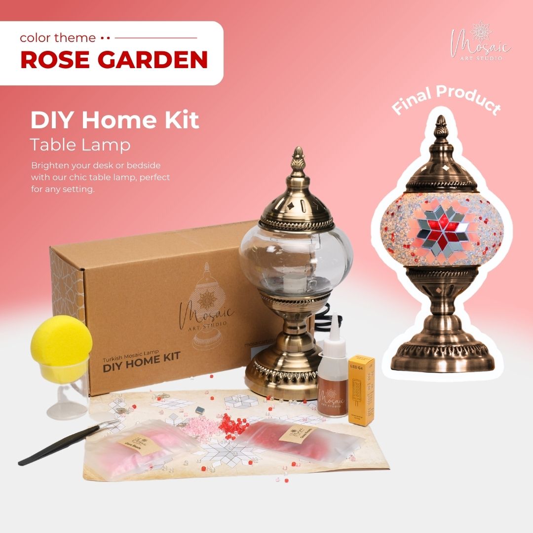 Turkish Mosaic Lamp DIY Kit – Rose Garden Theme