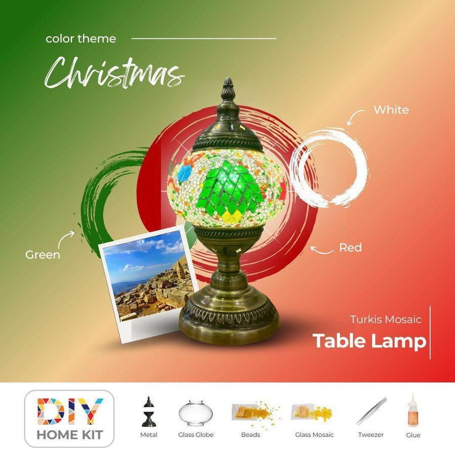 CHRISTMAS Theme Turkish Mosaic Lamp DIY Home - Mosaic Art Studio UK