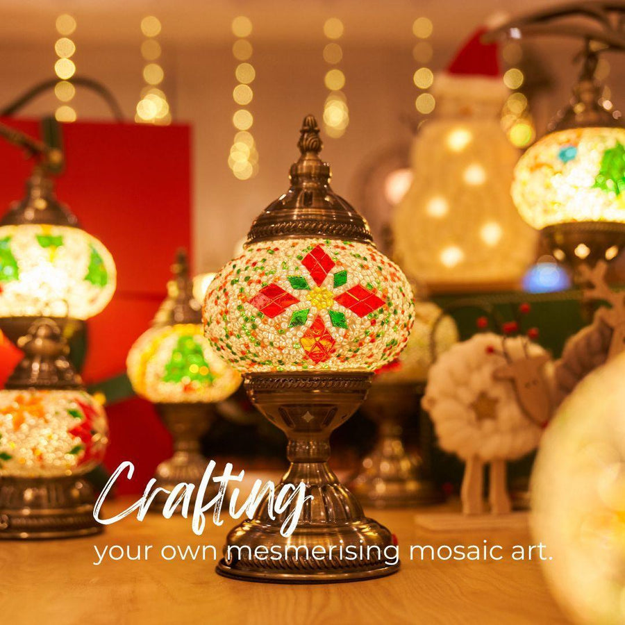 CHRISTMAS Theme Turkish Mosaic Lamp DIY Home - Mosaic Art Studio UK